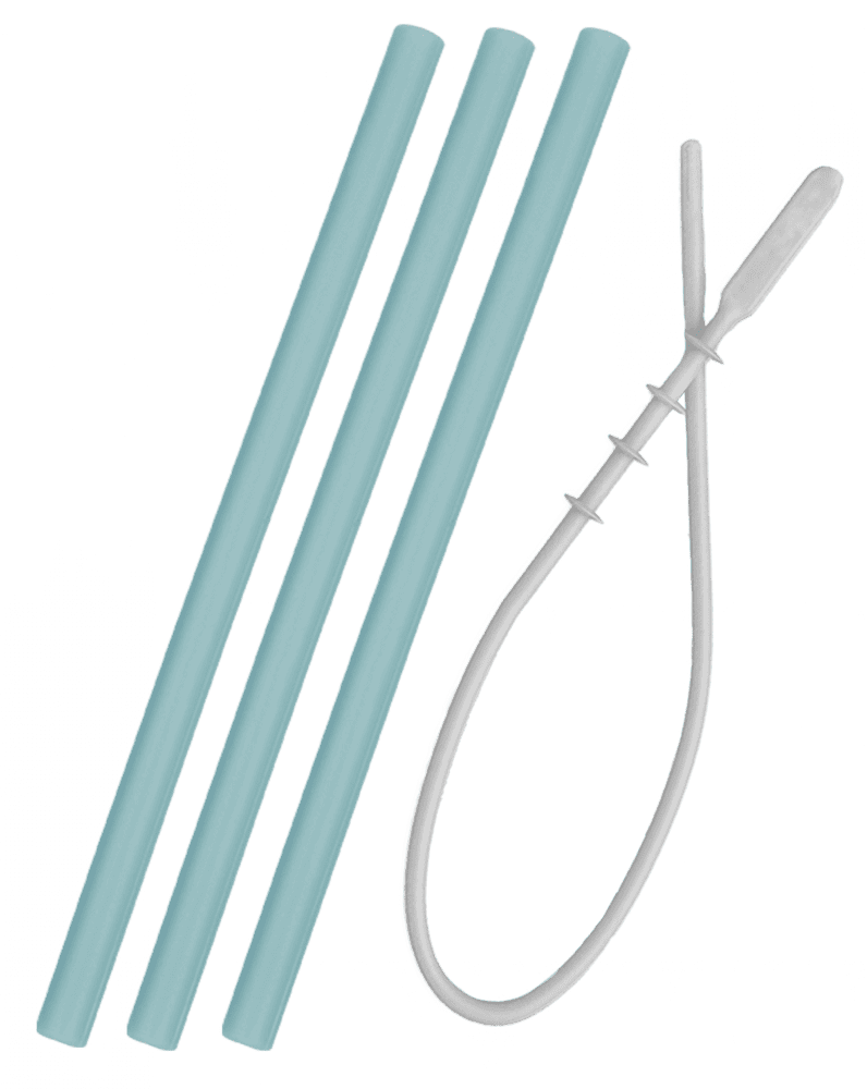 Minikoioi Slamka silikónová - 3 ks s kefkou - Aqua Green